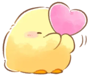 🤩 pájaro, amor, corazón, lindo, kawaii, amarillo, dibujo animado whatsapp sticker