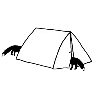 ❤️ tent, fox, camping, animal, nature, wilderness, drawing telegram sticker