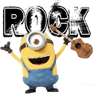 😊 Minion Minion, Cartoon, Gelb, Ukulele, Fröhlich telegram sticker