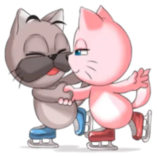 ⛸ 猫, アイススケート, 友情, アニメ, かわいい, 愛らしい telegram sticker