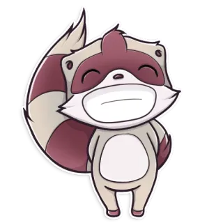 😁 procione, animale, carino, adesivo, cartone animato, illustrazione telegram sticker