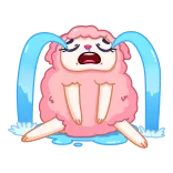 😭 chorando, desenho animado, triste, rosa, ovelha whatsapp sticker