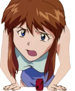 😦 Asuka Langley Soryu Neon Genesis Evangelion anime, cewek, terkejut, Asuka, Evangelion telegram sticker