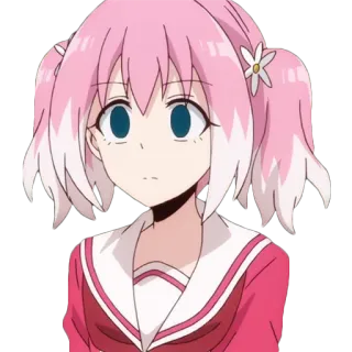 😕 anime, pelo rosa, personaje, dibujo animado telegram sticker