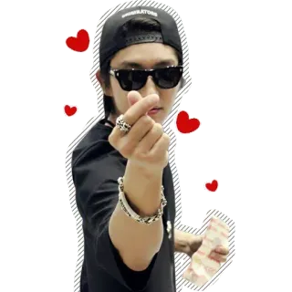 😍 คน, แว่นกันแดด, หัวใจ, แฟชั่น, ผู้ชาย, เกาหลี, มินิฮาร์ท, ความรัก whatsapp sticker