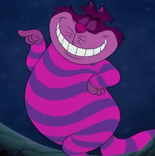 🌿 Cheshire Cat Alice in Wonderland cat, cartoon, smile, animated, disney, alice in wonderland telegram sticker