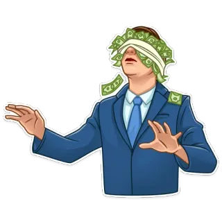 🙈 argent, aveuglé par l'argent, avidité, affaires, corruption telegram sticker
