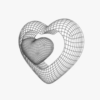 💘 coração, estrutura de arame, 3D, amor, geometria, geométrico, malha telegram sticker