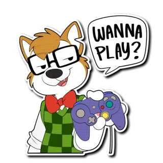 🎮 WANNA PLAY? Dibujos animados, Gamecube, Animal, Gaming, Mando, Furry telegram sticker