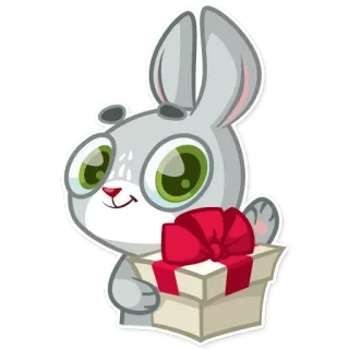 🎁 うさぎ, バニー, 動物, 漫画, ギフト, プレゼント, リボン telegram sticker