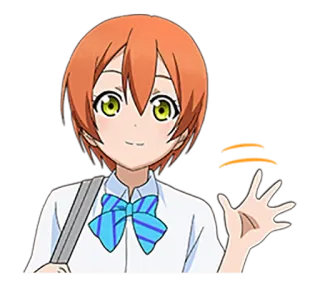👋 Anime, Hoạt hình, Tóc cam, Đồng phục học sinh, Cô gái, Vui vẻ telegram sticker