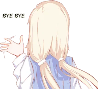 👋 BYE BYE waving, bye, girl, hair, ponytail telegram sticker