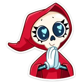 ❤️ Cartone animato, Tristo Mietitore, Scheletro, Morte, Spaventoso, Carino, Occhi a cuore telegram sticker