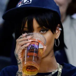 💸 Rihanna singer, celebrity, woman, drinking telegram sticker