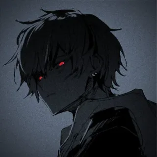 ⬛ 动漫, 男孩, 红眼, 黑暗 telegram sticker