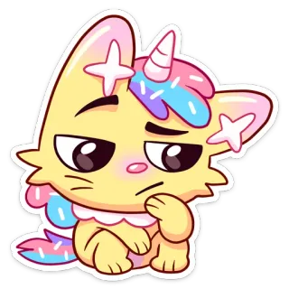 🤔 gato, unicórnio, fofo, adesivo, fantasia, kawaii, desenho animado, animal whatsapp sticker