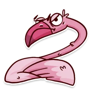 😠 Flamingo, Pássaro, Rosa, Desenho animado, Animal, Personagem telegram sticker