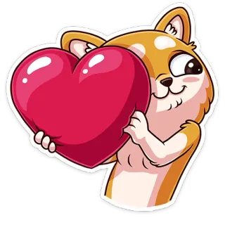❤ cachorro, coração, amor, fofo, animal, desenho animado telegram sticker