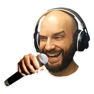 🎧 man, microphone, headphones, singing, music, portrait telegram sticker