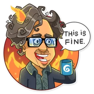 ☕️ This is fine. this is fine, meme, comic, situation, accepting, optimism telegram sticker