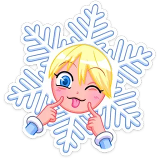 😉 Floco de neve, Personagem, Desenho animado, Piscadela, Bonito, Brincalhão, Adesivo telegram sticker