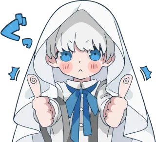 👍 ぐっ Anime, Kciuk w górę, Słodkie, Kawaii, Bluza z kapturem, Akceptacja telegram sticker
