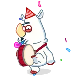 🥳 Cartone animato, Rinoceronte, Festa, Animale, Divertente, Carino whatsapp sticker