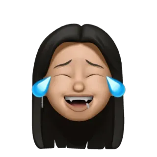 🤣 emoji, crying, laughing, memoji, happy, tears, woman telegram sticker