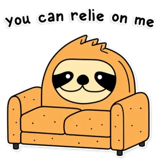 👌 you can relie on me ленивец, диван, животное, мультфильм, милый, комфорт, полагаться, дружба whatsapp sticker