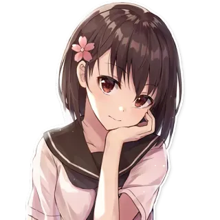 😒 Anime, Mädchen, Blume, Schuluniform, Niedlich, Cartoon telegram sticker