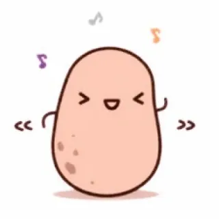 💭 aardappel, kawaii, schattig, dansen, muziek, cartoon whatsapp sticker