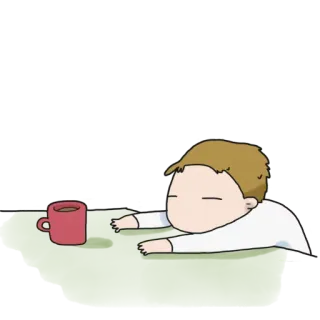 🤕 mengantuk, lelah, kelelahan, kopi, kartun, pria telegram sticker