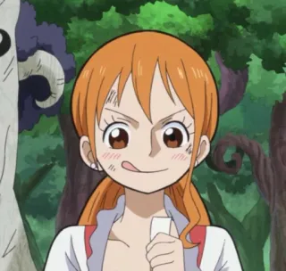 🌊 Nami One Piece Anime, Pirat, orange Haare, Zunge zeigen telegram sticker