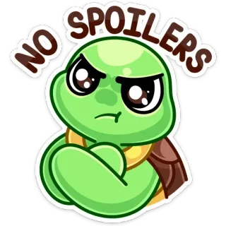 😡 NO SPOILERS turtle, spoiler, no spoilers, cartoon, angry whatsapp sticker