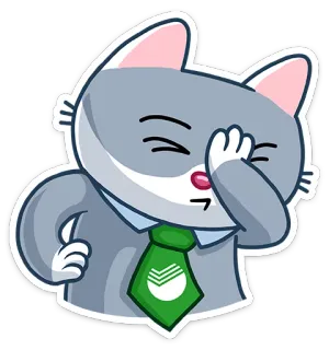 🤦 kot, facepalm, kreskówka, zwierzę, krawat, słodki telegram sticker