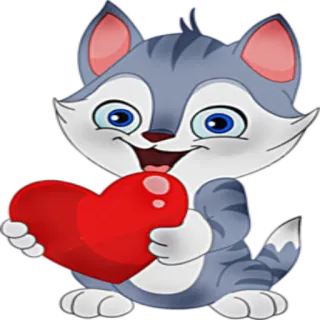 ❤️ kat, kitten, hart, liefde, schattig, dier, cartoon, sticker whatsapp sticker