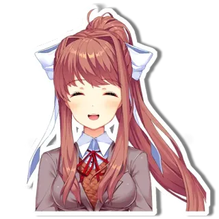 😄 Monika Doki Doki Literature Club! Anime, Garota, Sorriso, Bonito, Video game whatsapp sticker