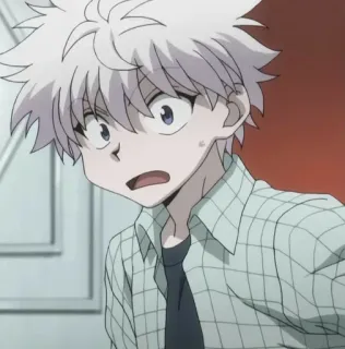 🌑 Killua Zoldyck Hunter x Hunter 애니메이션, 소년, 흰머리, 충격, 애니 남캐 telegram sticker