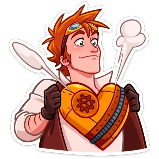 😔 Стимпанк, Сердце, Механический, Инженер, Мультфильм, Шестерня telegram sticker