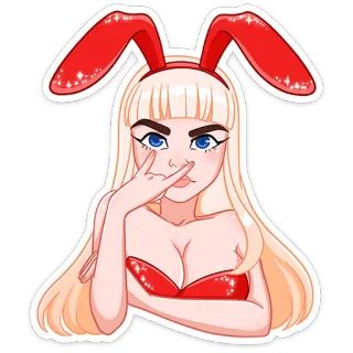 😑 fille lapin, sexy, cosplay, femme, oreilles, dessin animé whatsapp sticker