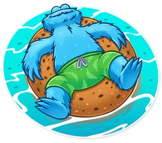 ☺️ Cookie Monster Sesame Street Krümelmonster, Sesamstraße, Schwimmen, Sommer, Keks, Cartoon telegram sticker