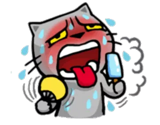 😓 Katze, schwitzend, heiß, Eis, Ventilator, erschöpft telegram sticker