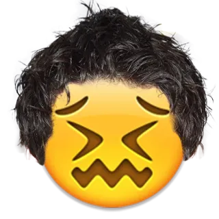 😖 emoji, sad, emotion, face, hair, upset telegram sticker