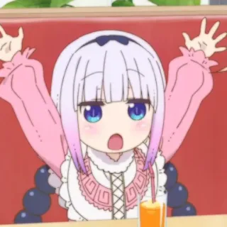 🍚 Kanna Kamui Miss Kobayashi's Dragon Maid Anime, Fofo, Dragão, Kanna, Miss Kobayashi's Dragon Maid whatsapp sticker