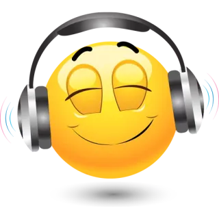 😊 表情符号, 耳机, 音乐, 笑脸, 听歌 telegram sticker