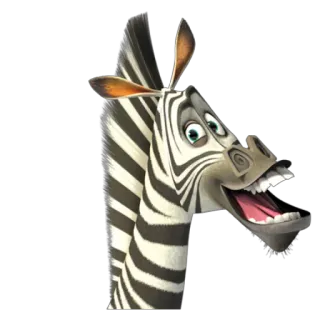 😄 Marty Madagascar zebra, cartone animato, animale, divertente, madagascar telegram sticker