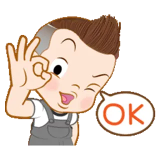 👌 OK ok, chico, dibujos animados, acuerdo, positivo, gesto whatsapp sticker