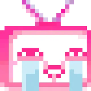 🤣 pixel art, television, crying, sad, retro, pink, screen telegram sticker