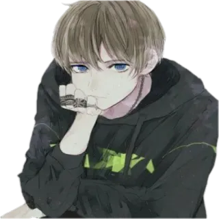🤔 Аниме, Манга, Парень, Худи, Персонаж, Милый whatsapp sticker