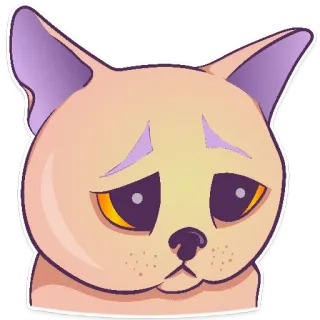 😔 chat, triste, mignon, animal, autocollant, dessin animé, kawaii whatsapp sticker